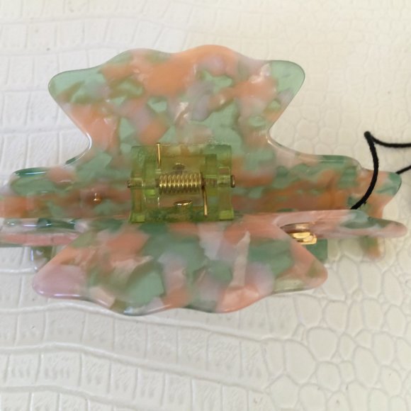 ETRO Milano Made in ITALY Acrylic Lrg HAIR CLIP Gold Plated PEGASUS 4x1.5\